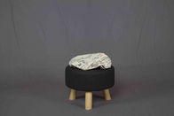 3.1kg Soild Wood Small Upholstered Footstool Untuk Kamar Tidur / Ruang Tamu