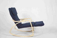 Blue Canvas Wooden Outdoor Furniture Nursery Rocking Chair Dengan Adjustable Footrest