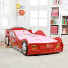 Kartun Kamar Tidur / Kids Playroom Furniture Anak Balapan Car Bed Dengan Lampu LED