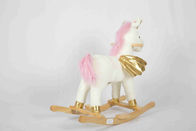 Mainan Kayu Balita Putih Rocking Horse Unicorn Untuk Kursi Ternak Rack Stuffed Tinggi
