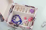L13 * W13 * H7CM Kain Mebel Kayu Modern Covered Jewelry Box Untuk Pesta Pernikahan
