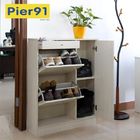Apartment Slim Shoe Storage Cabinet, 3 Removable Shelves Wooden Shoe Rack With Doors