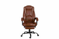 PU Brown Leather Reclining Kursi Kantor Dengan Footrest Retractable Reducing Tension