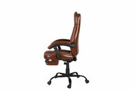 PU Brown Leather Reclining Kursi Kantor Dengan Footrest Retractable Reducing Tension