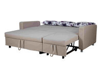 Tempat Tidur Sofa Katun Grey Convertible Adjustable Footrest Dengan Side Pocket