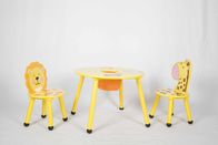Meja dan Kursi Anak-anak Bertema Hewan Kayu Dengan Saku Tersembunyi